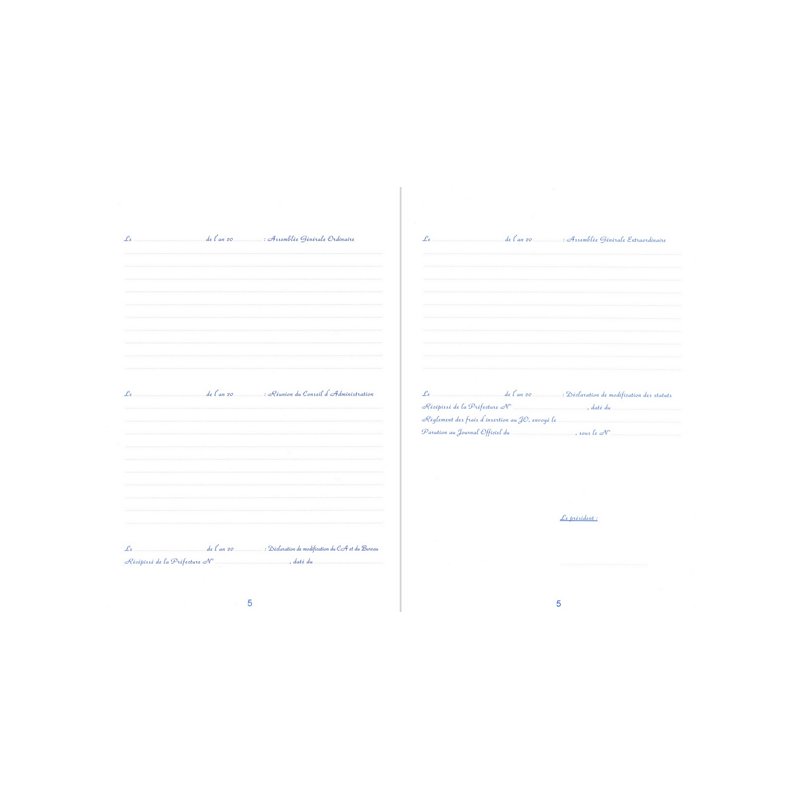ELVE registre d'association, 297×210 mm, couverture rigide, 100 pages